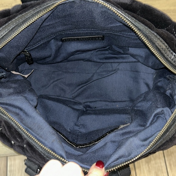 Juicy Couture Black Velvet Quilted Satchel Y2K Vintage - Picture 9 of 9